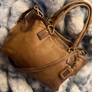 Prada Vitello Daino Boston Deerskin shoulder bag (Retail $1,890)